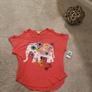 Elephant Cut off Shoulder Blouse